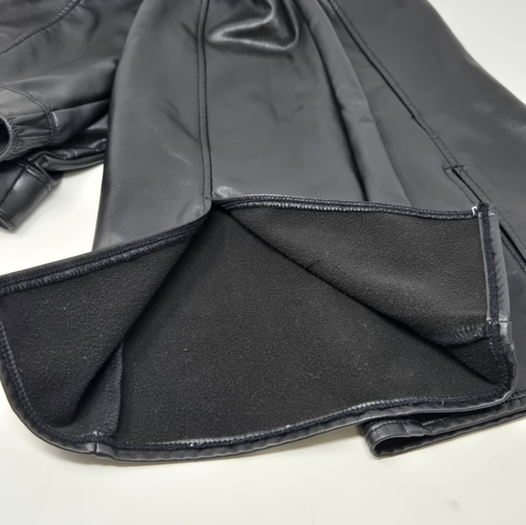 ABERCROMBIE KIDS FAUX LEATHER BLACK PANTS SPLIT CUFF LINED GIRLS YOUTH 9/10 A&F - Picture 11 of 13